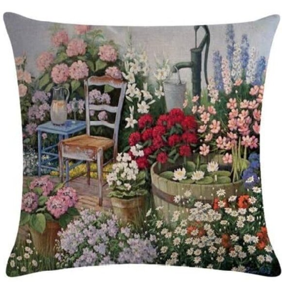 Decorative Spring Linen Pillow Covers -Set of 4 - Picture 2 of 8